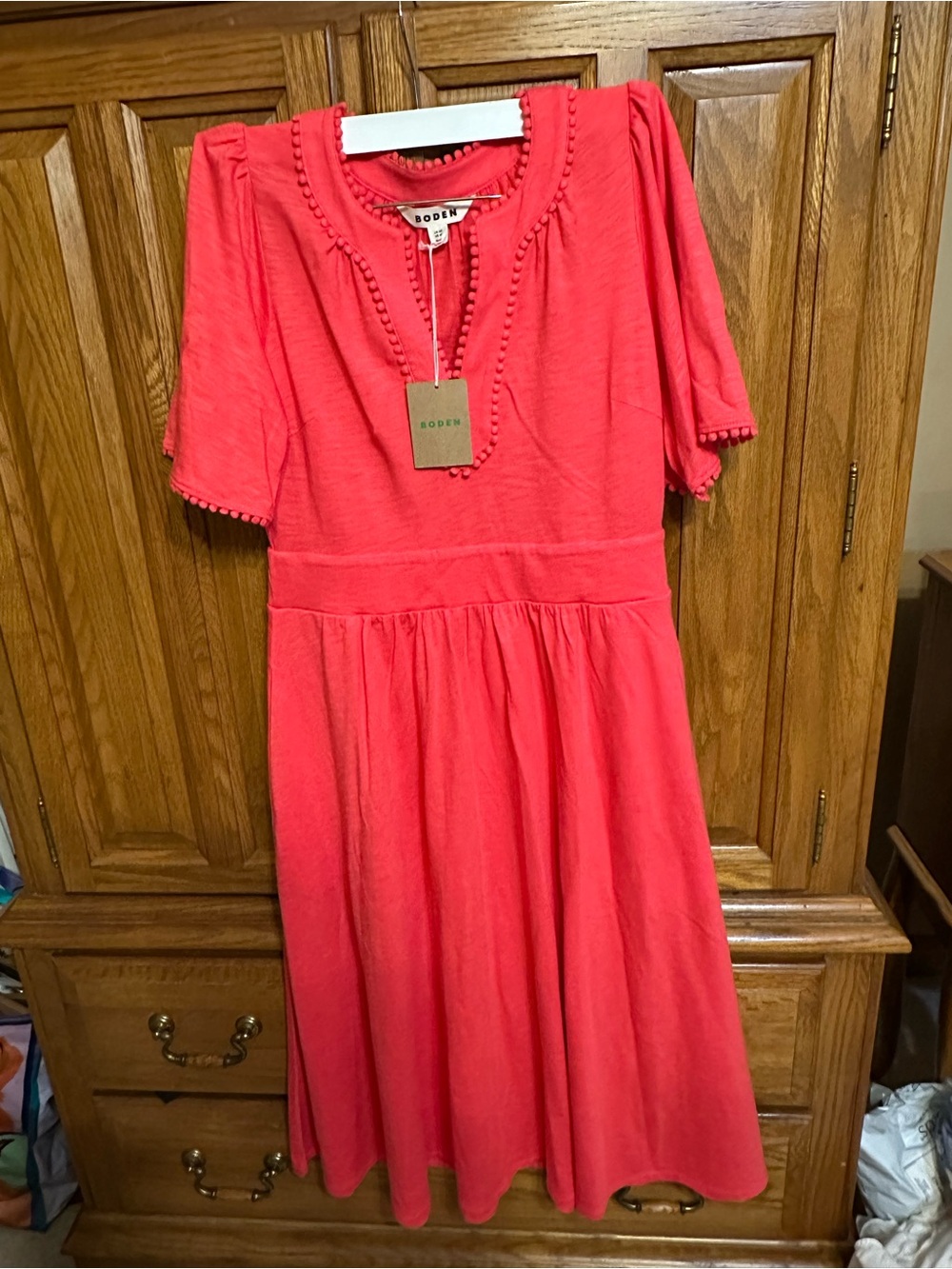 Boden Maddie Coral Trim Jersey Knit dress - Picture 4 of 7